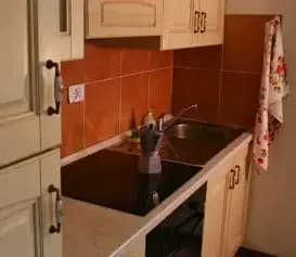 Cucina dotata di forno, piano in vetroceramica e lavandino